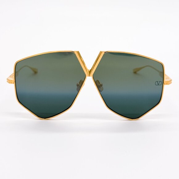 NEW VALENTINO V-HEXAGON VLS-115B WOMEN GREEN TITANIUM SUNGLASSES VALENTINO - Picture 4 of 12